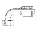 08 X 22mm, Metric 4Wire 90° Elbow, FEMALE, 22m x 1.5, 1/2" HOSE