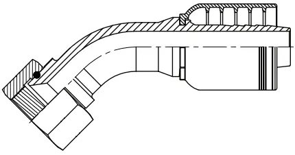 08  X 10 JIC 45° Elbow 4Wire FEM 7/8"-14 X 1/2 Hose