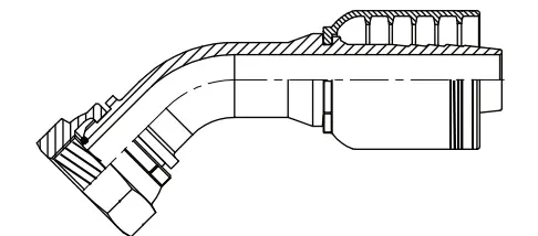 16 X 16 BSPP 45° ELBOW 4Wire FEMALE, 1"-11 X 1" HOSE