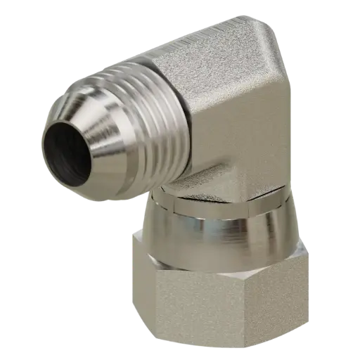 [6500-12-12] Adapter, Steel, 90° Elbow, 3/4" JIC Male x 3/4" JIC Female Swivel