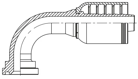 [W10-10C6190] 10 X 10, O-Ring Flange- Code 61- 90° 10 X 5/8" Hose