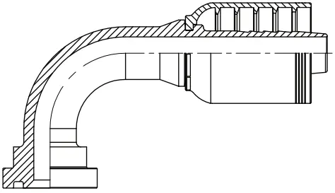 [W16-16C6290] 16 X 16, O-Ring Flange- Code 62- 90°4Wire, 16 X 1" Hose
