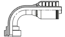 [W20-20CAT904.0] 16 X 20, O-Ring Flange- Cat Style- 90° 4" Long 4Wire, 20 X 1-1/4" Hose