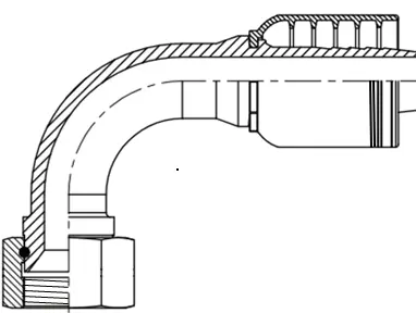 [B08-08FJ90] 08 X 08 JIC 90° 4Wire FEM, 3/4"-16 X 1/2" HOSE
