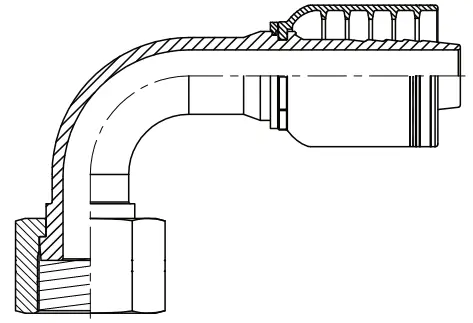 [B08-12OF90] 08 X 12 O-Face Seal 90° 4Wire, Female, -3/16" X 1/2" Hose