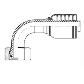 [B10-26DLF90] 10 X 26mm, Metric 4Wire 90° Elbow, FEMALE, 26mx1.5, 5/8" Hose