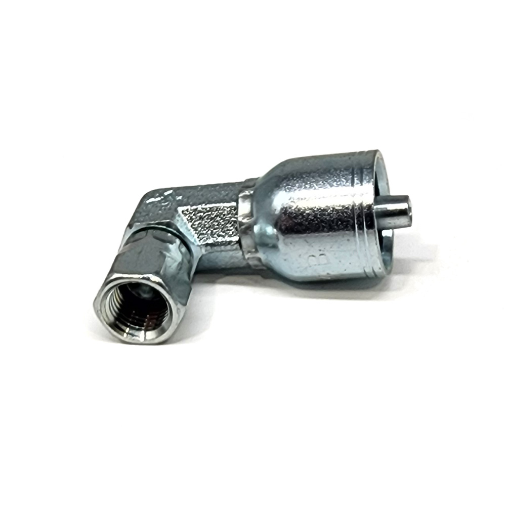 [K04-04FJ90S] 04 X 04, JIC 90° FEM Short- 7/16-20 X 1/4" Hose